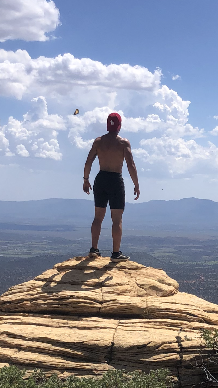Ethan Bible looking out over the terrain